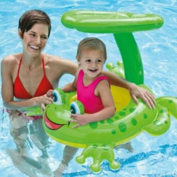 HOST PICK Intex Baby Float FROG with CANOPY Ages 1-2 Max Weight 25 Lbs - Picture 1 of 4
